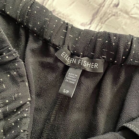 Eileen Fisher Morse Code Print Wide-Leg Crop Pants Small Lagenlook Loungewear - Picture 10 of 11